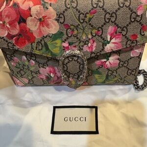 Gucci Crossbody Bag with Pink and Green Floral Design